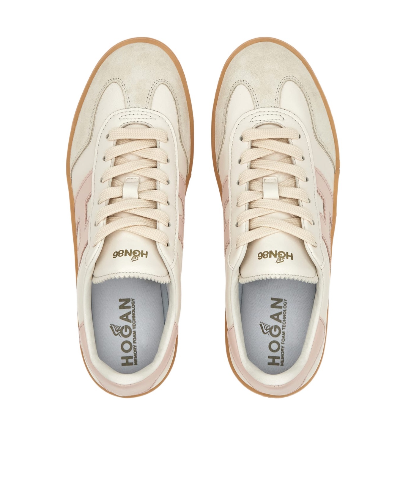 Hogan Cool Low-top Sneakers With Contrasting Suede And Leather In Nude