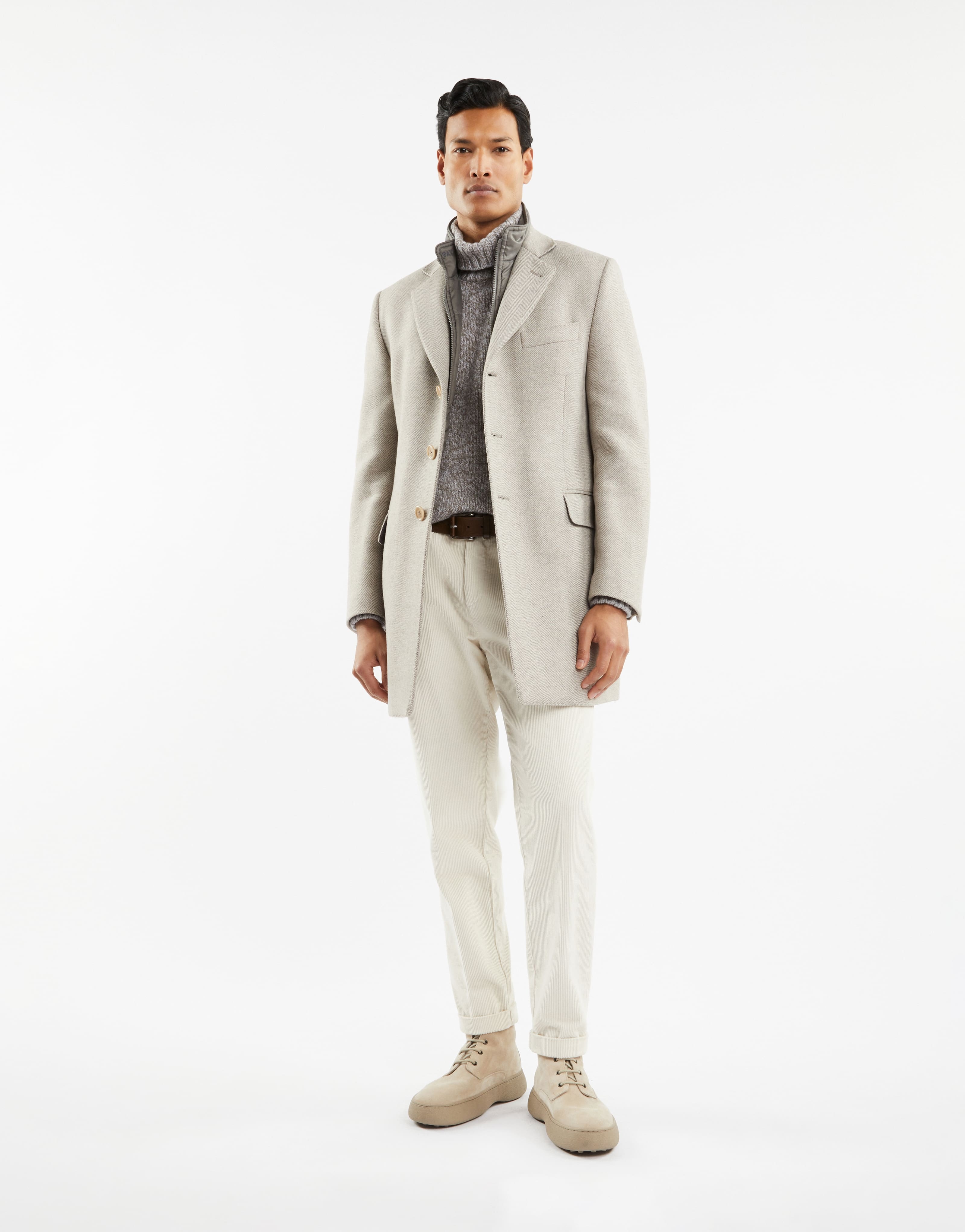FAY DOUBLE COAT WITH HERRINGBONE PATTERN
