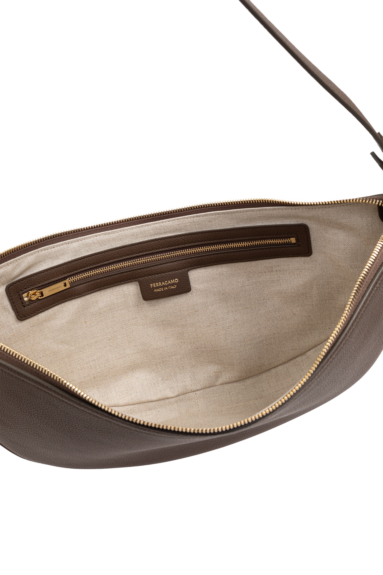 Shop Ferragamo Logo Shoulder Bag In Brown