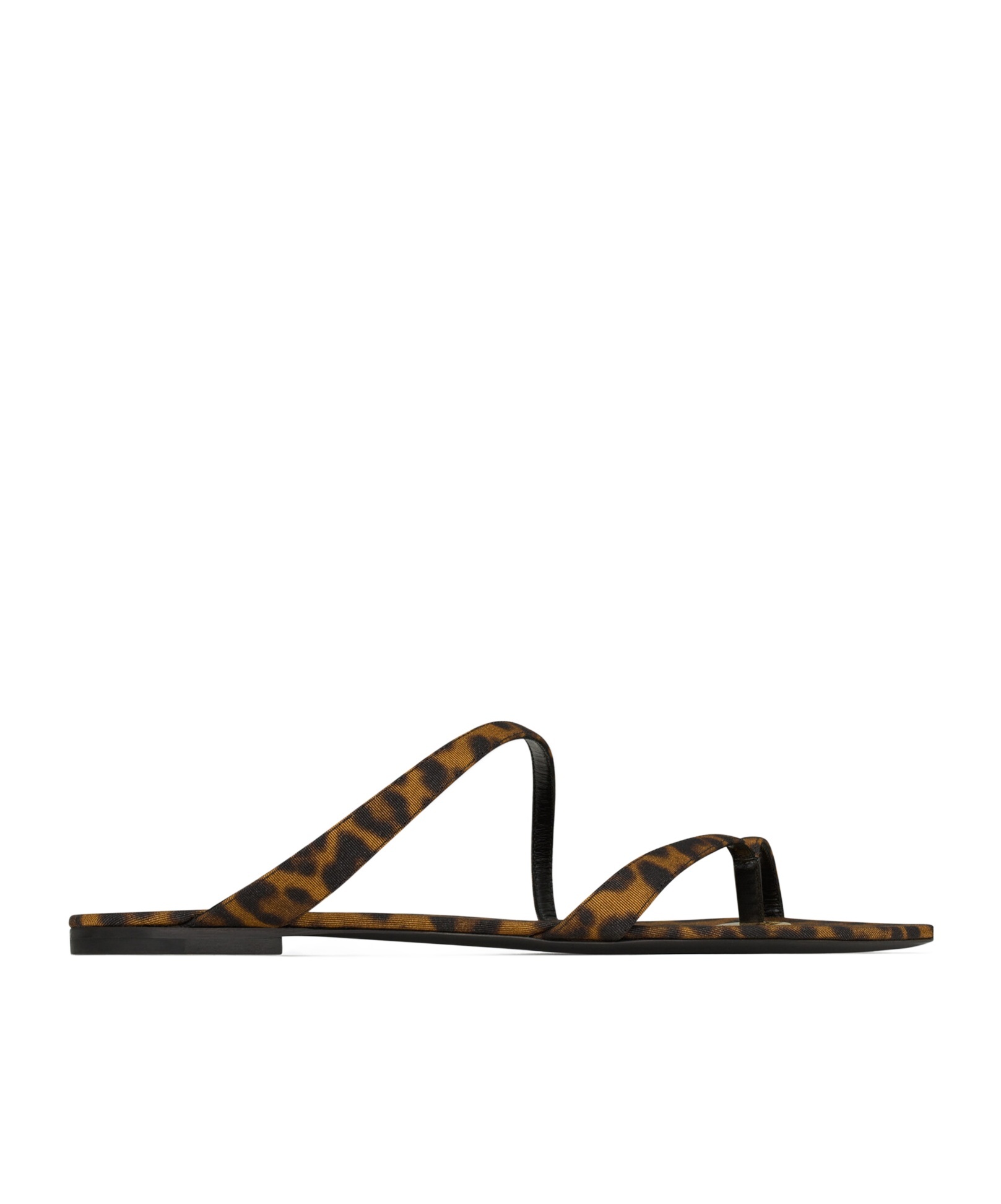Saint Laurent Women's Tanger Slides In Leopard Grosgrain In Black