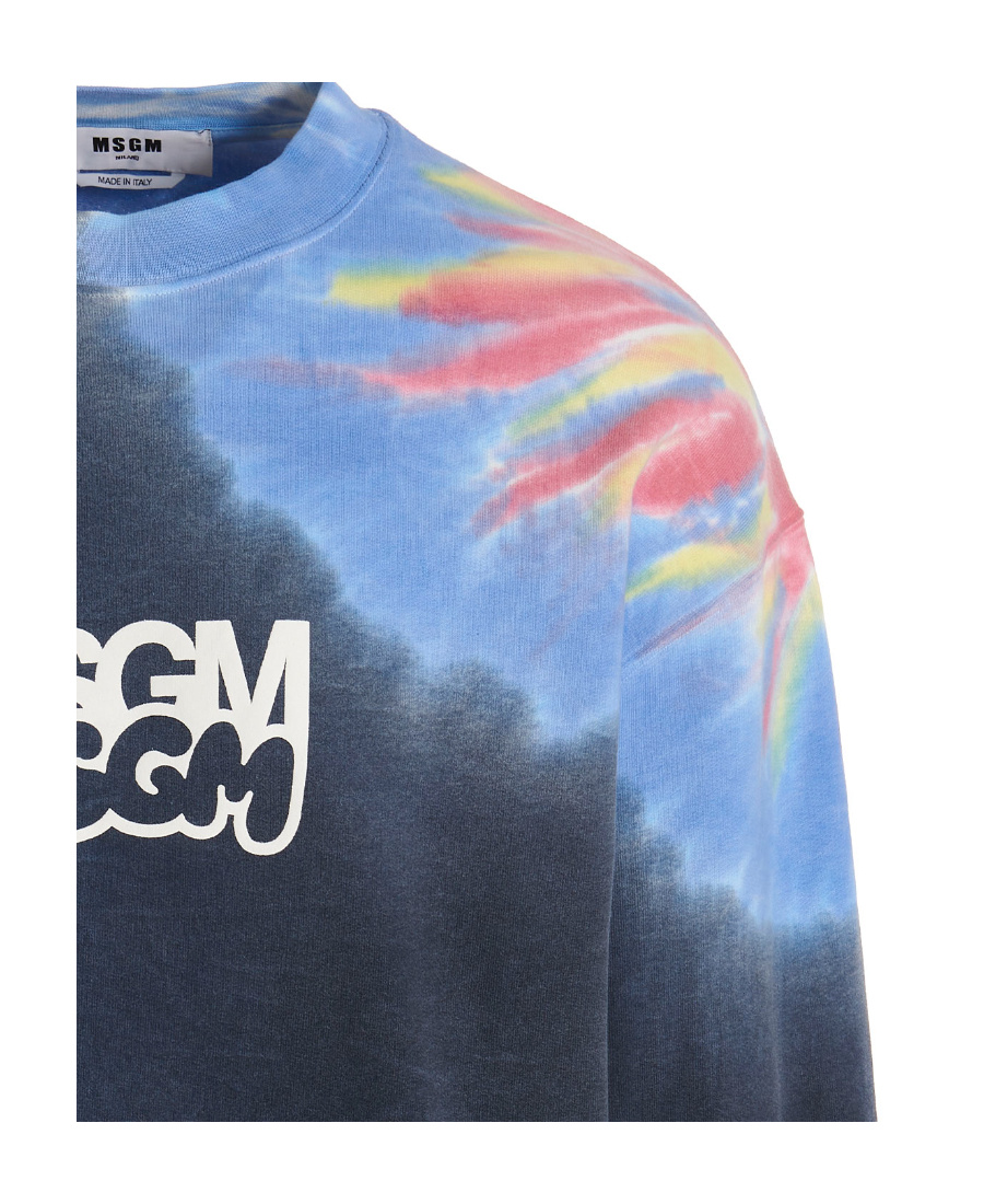Msgm Burro Studio Logo Print Tie Dye Sweatshirt In Black