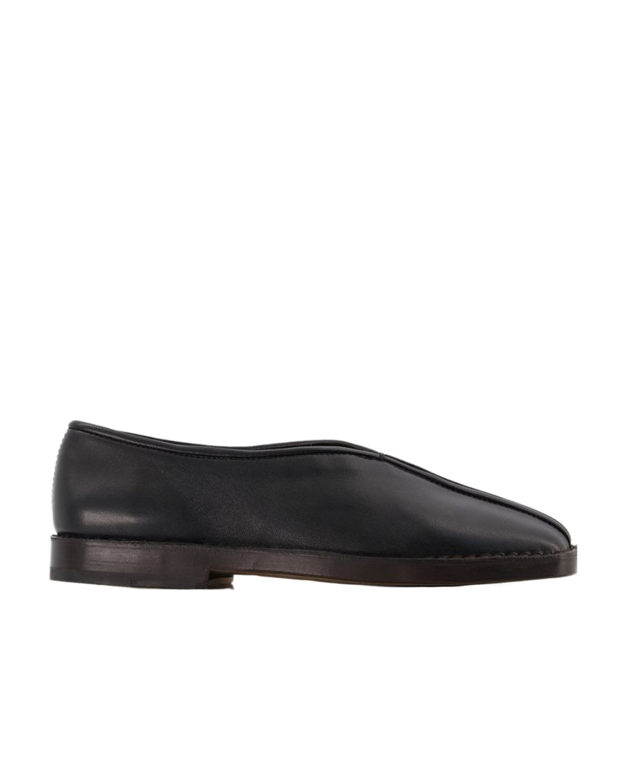 Shop Lemaire Square-toe Leather Loafers In Black