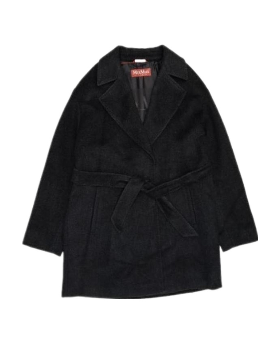 Max Mara Lapel Coat In Black