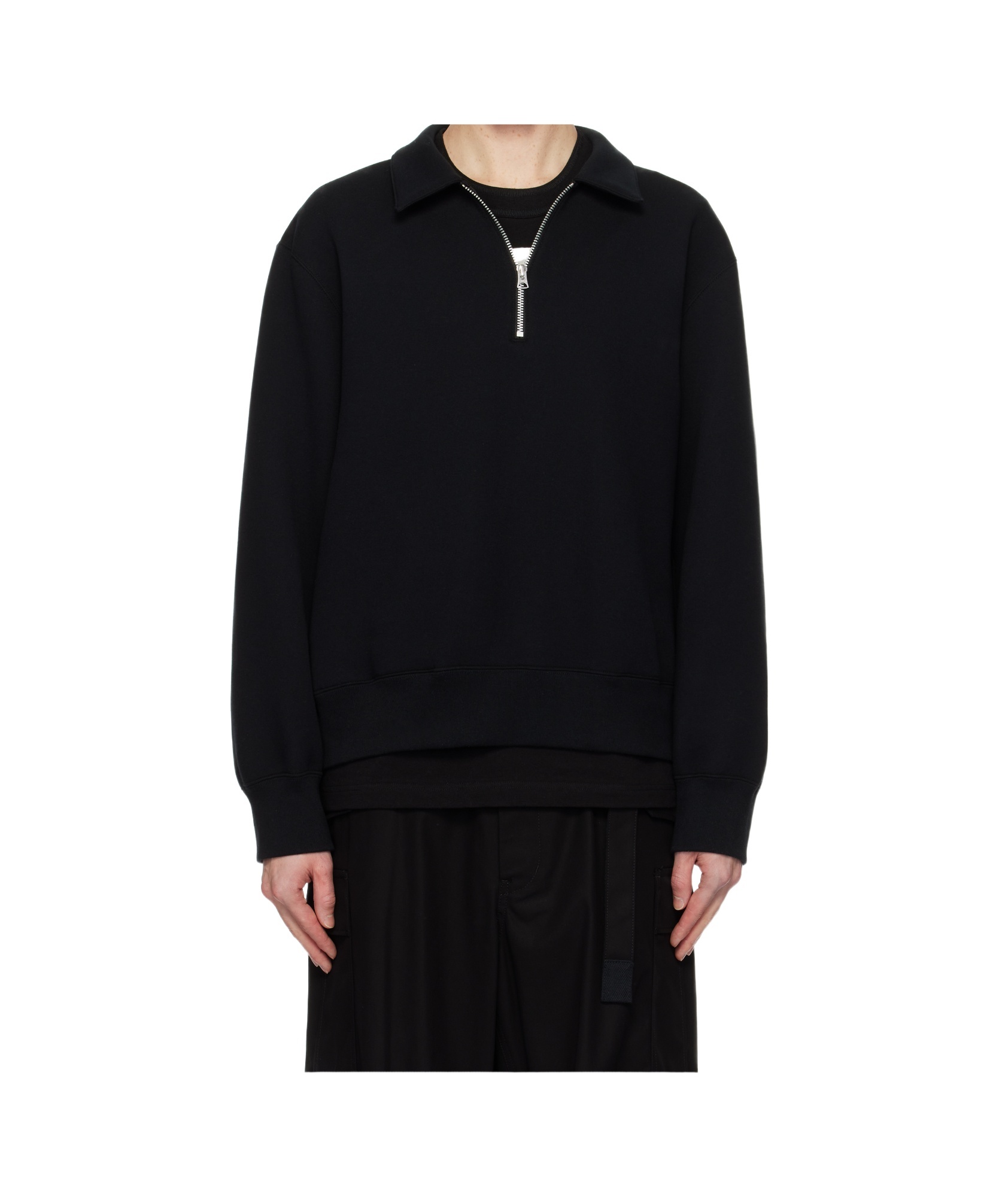 Sacai Black Sponge Sweat Polo In Black