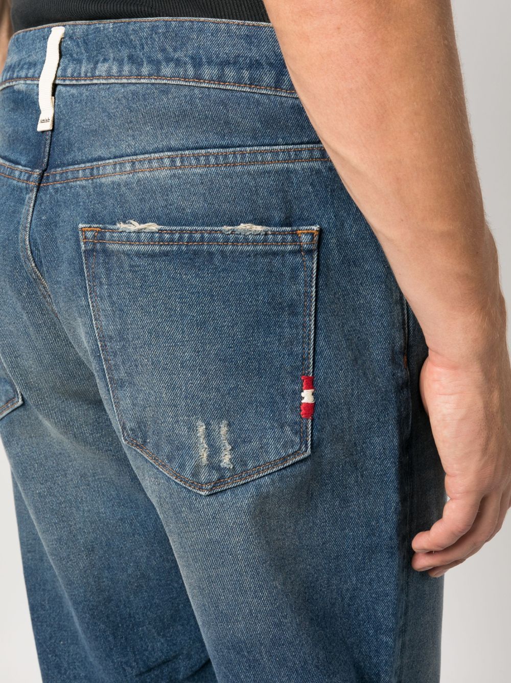 Amish Low-rise Cotton Tapered Jeans In Blue