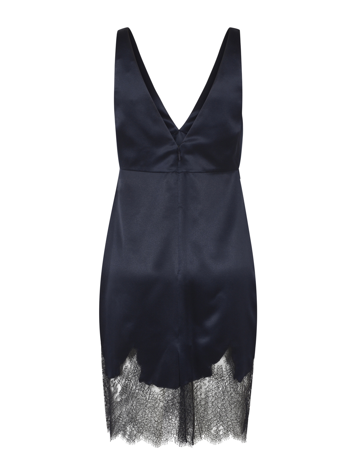 Saint Laurent Lace-trim V-neck Minidress In Black