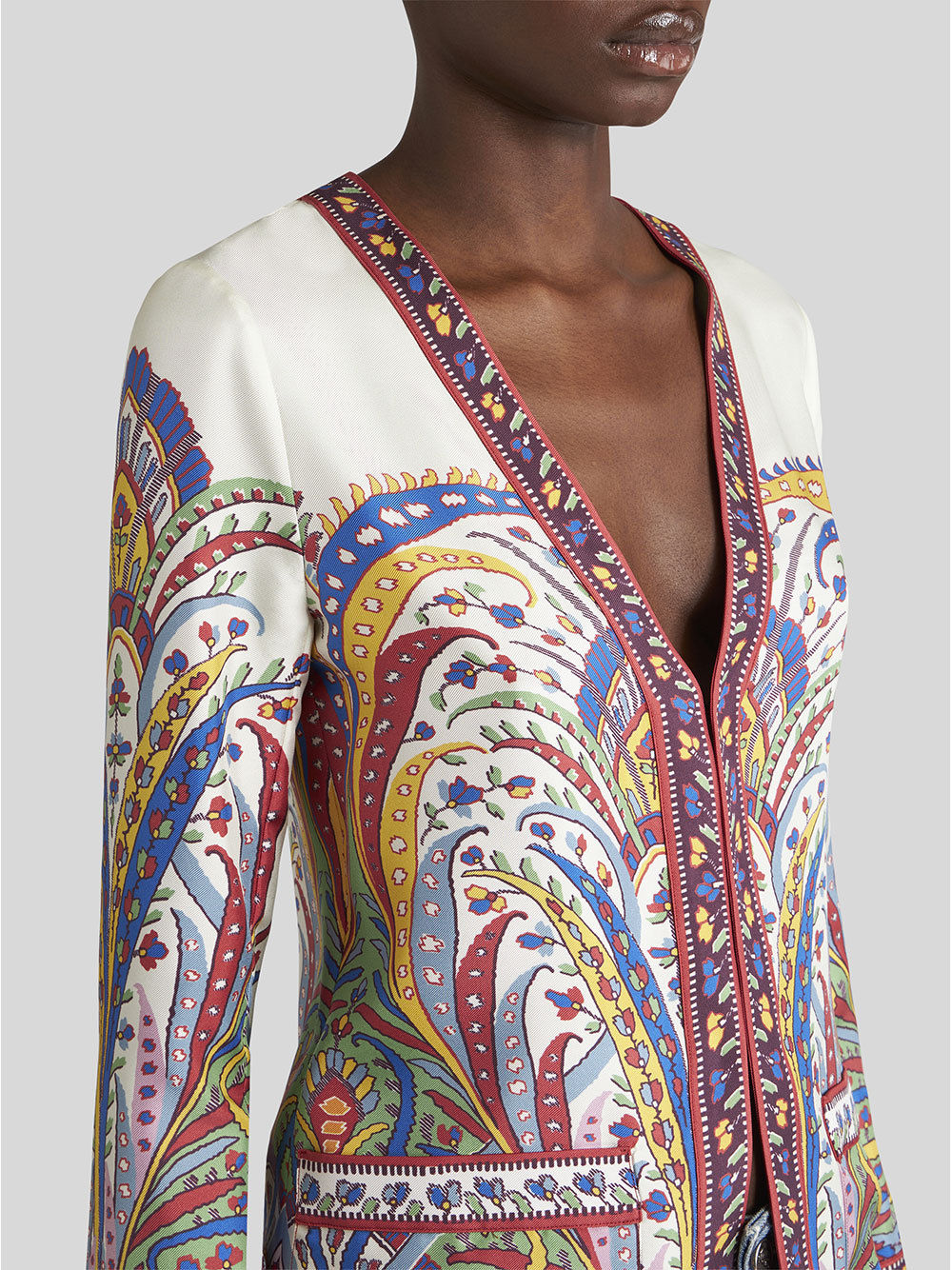 Etro Floral-print Silk Jacket In White