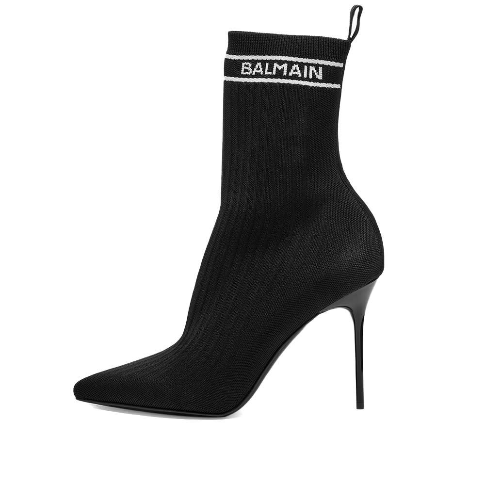 Balmain Skye Stretch Knit Ankle Boots In Black