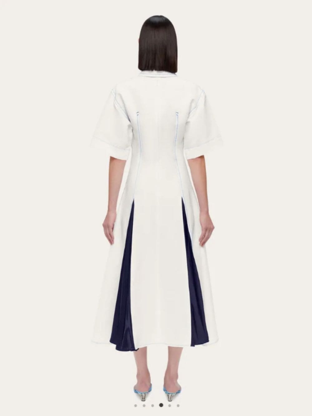 Ferragamo Lapel Short-sleeved Dress In White