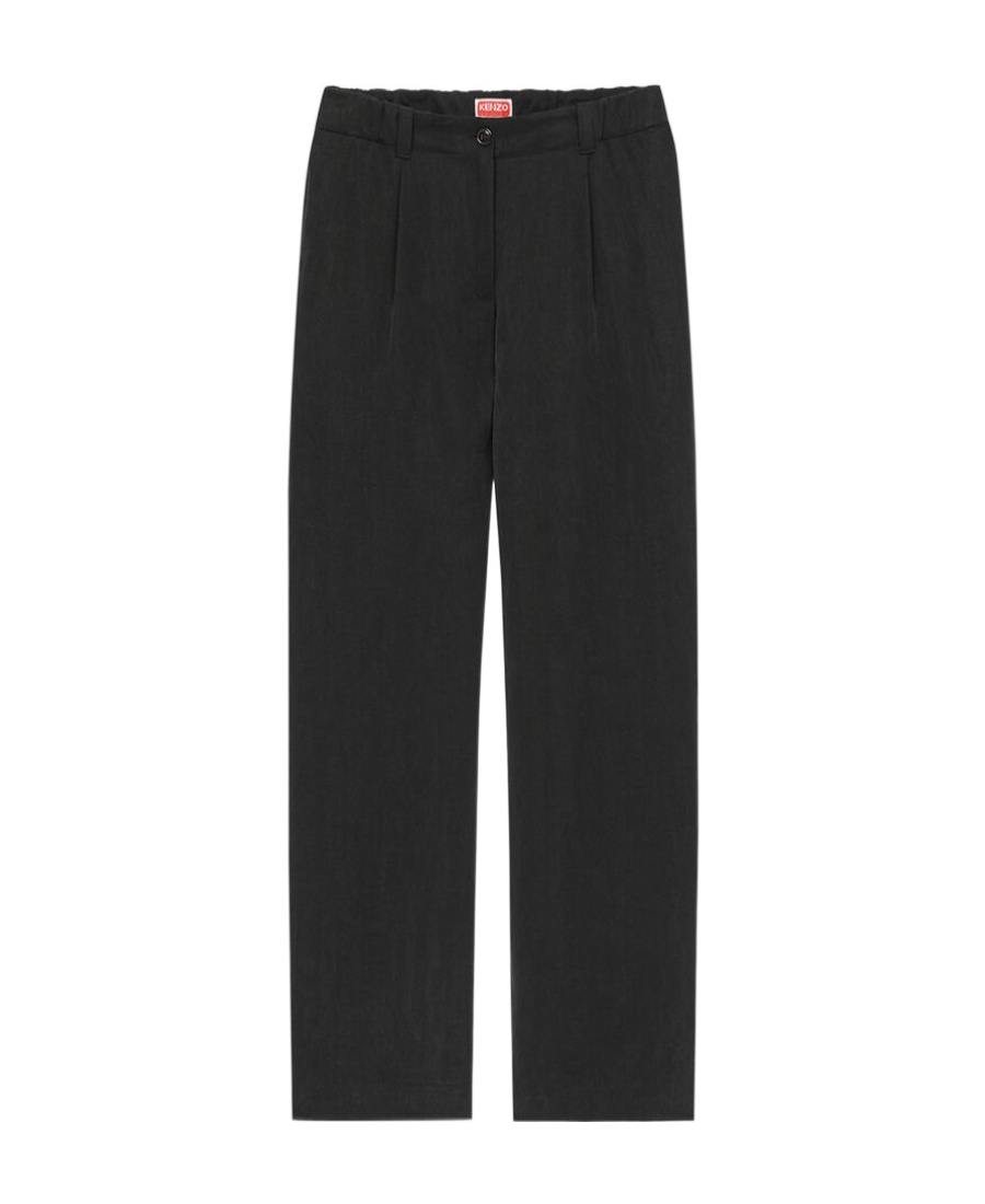 Kenzo Cotton Wide-leg Trousers In Black