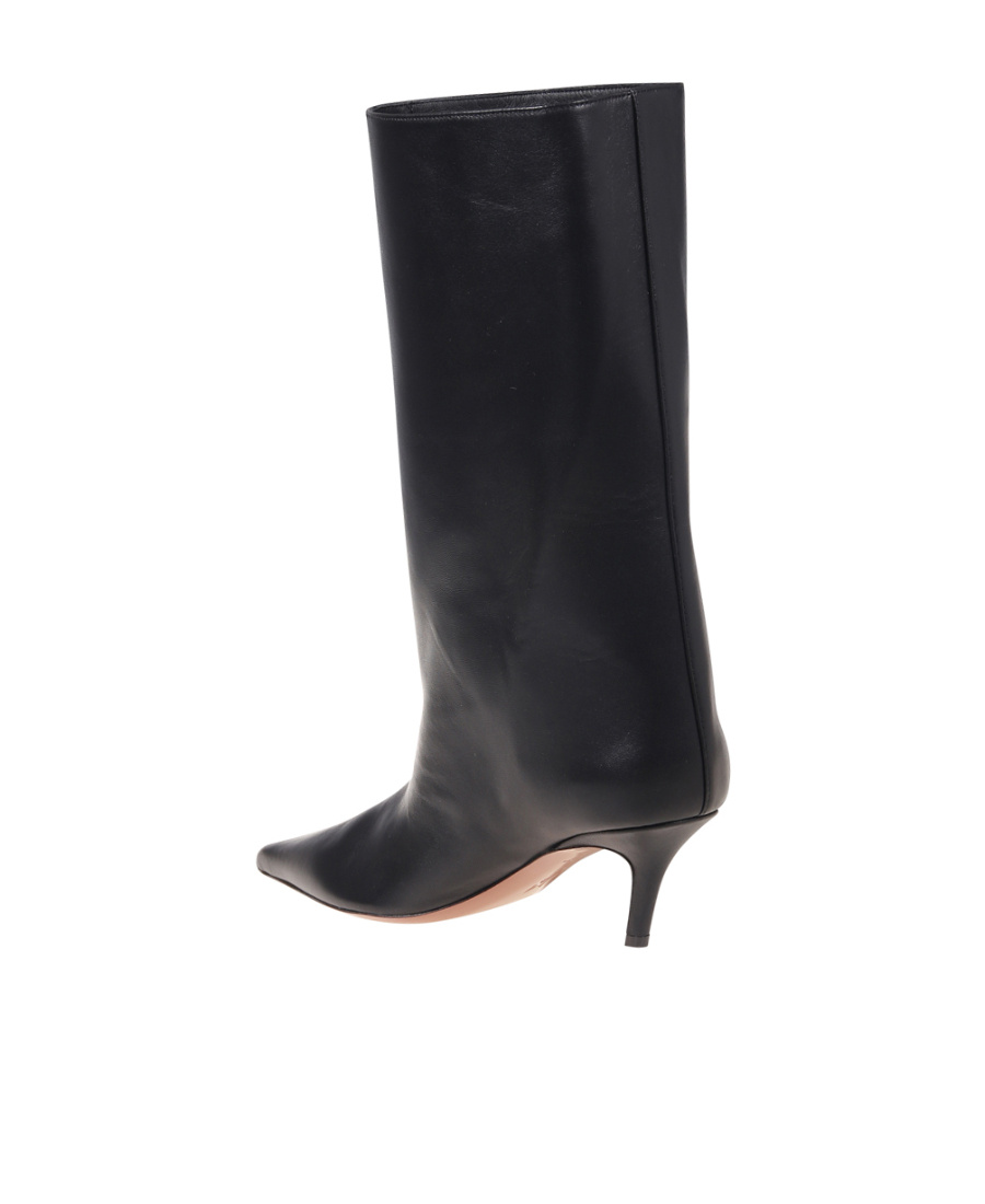 Amina Muaddi Pointed Middle Boot In Black