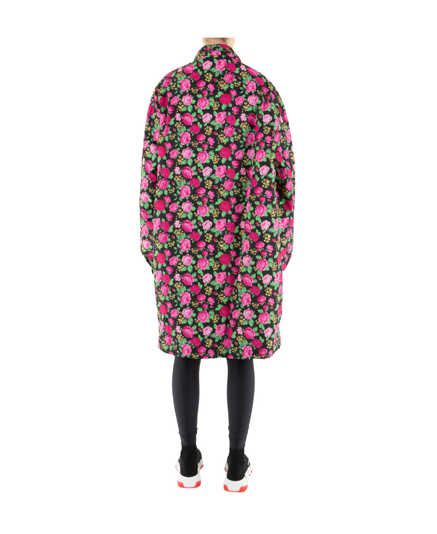 Balenciaga Women's Coat With Floral Pattern In Black