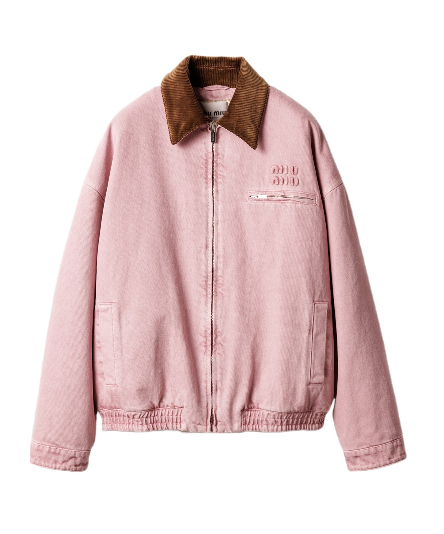 Miu Miu Padded Corduroy-collar Blouson In Pink