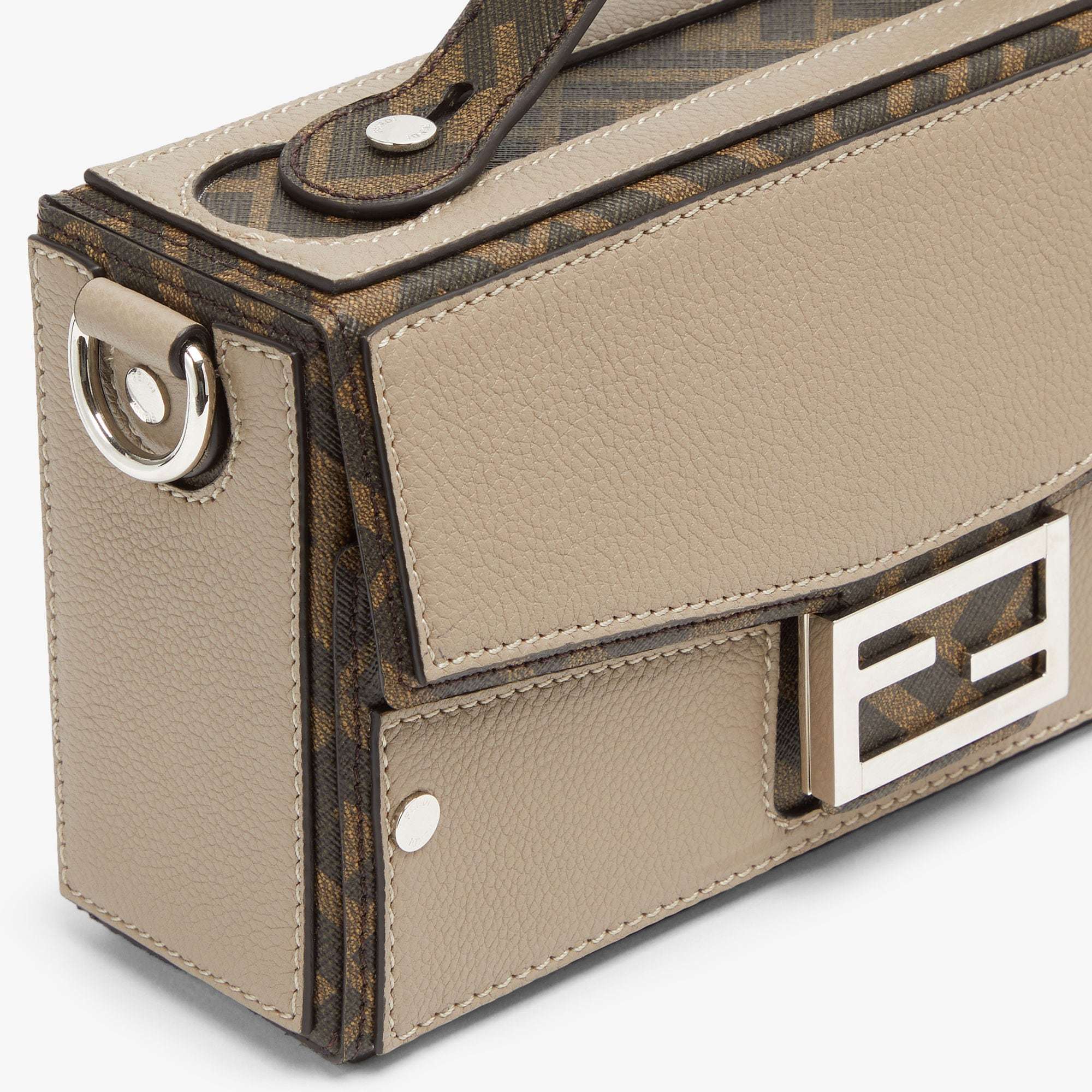 Fendi Ff Soft Trunk Baguette In Nude