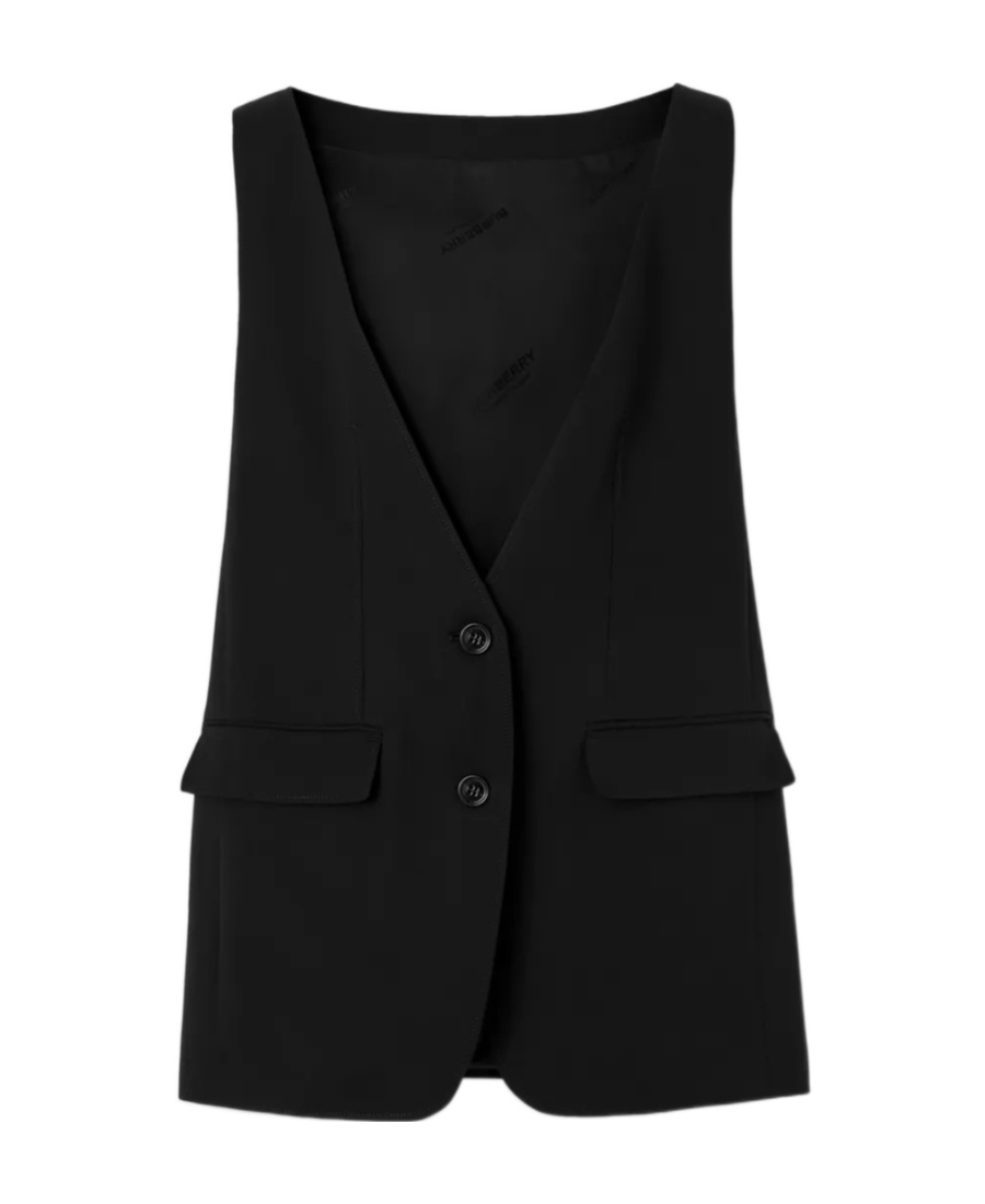 Burberry Sleeveless Tailored Silk Jacket In Black