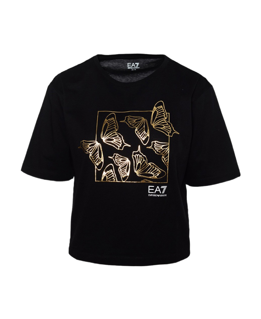 Ea7 T-shirt With Round Neck And Short Sleeves In Black