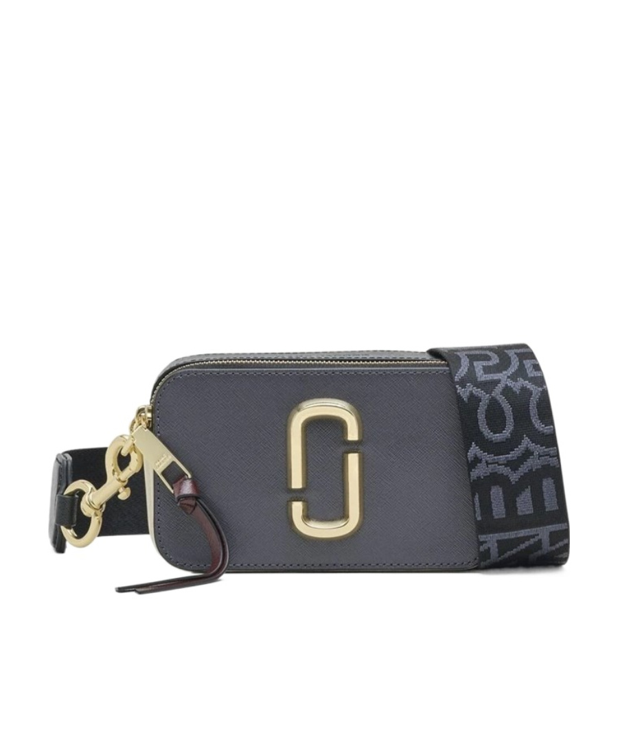 Marc Jacobs The Snapshot Logo Plaque Crossbody Bag In Black