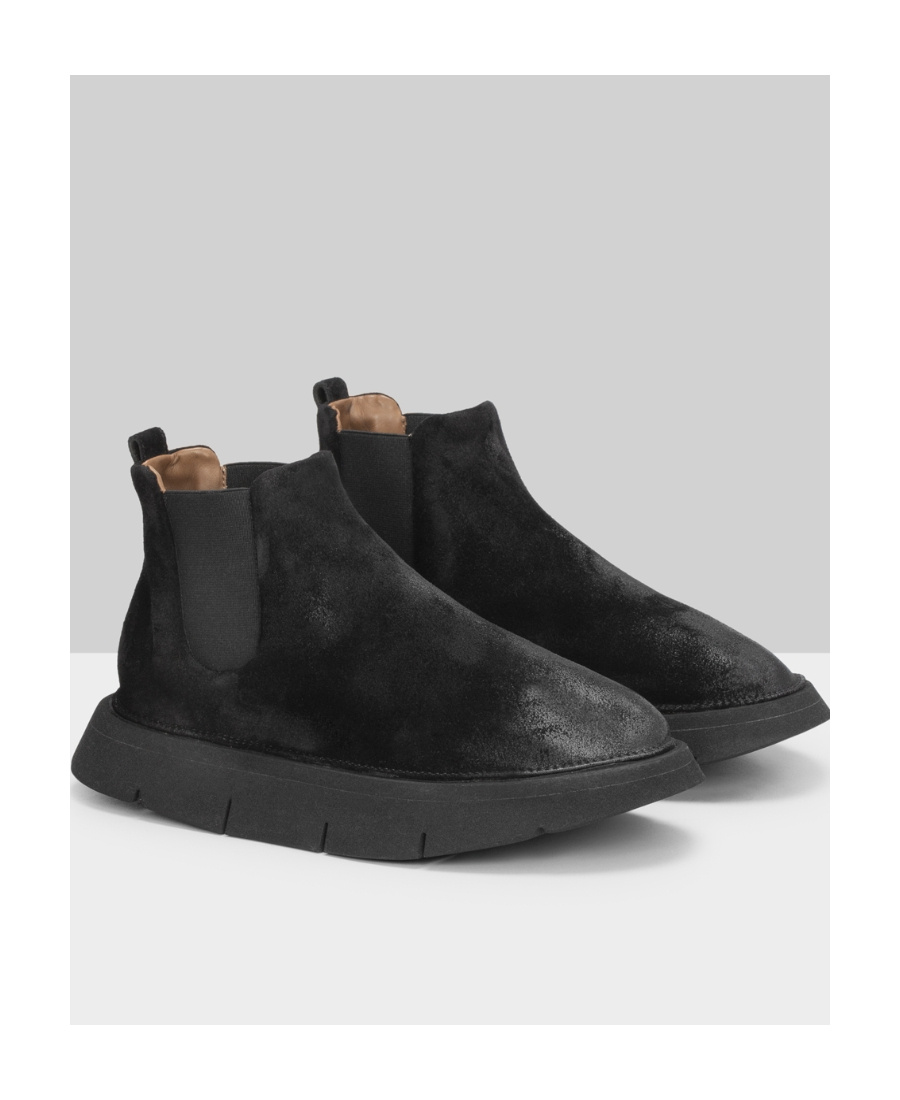 Shop Marsèll Suede Round-toe Slip-on Boots In Black