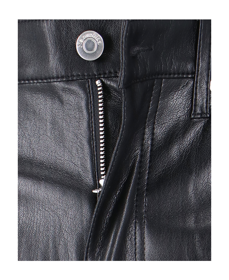 Nanushka Faux-leather Cropped Straight-leg Trousers In Black