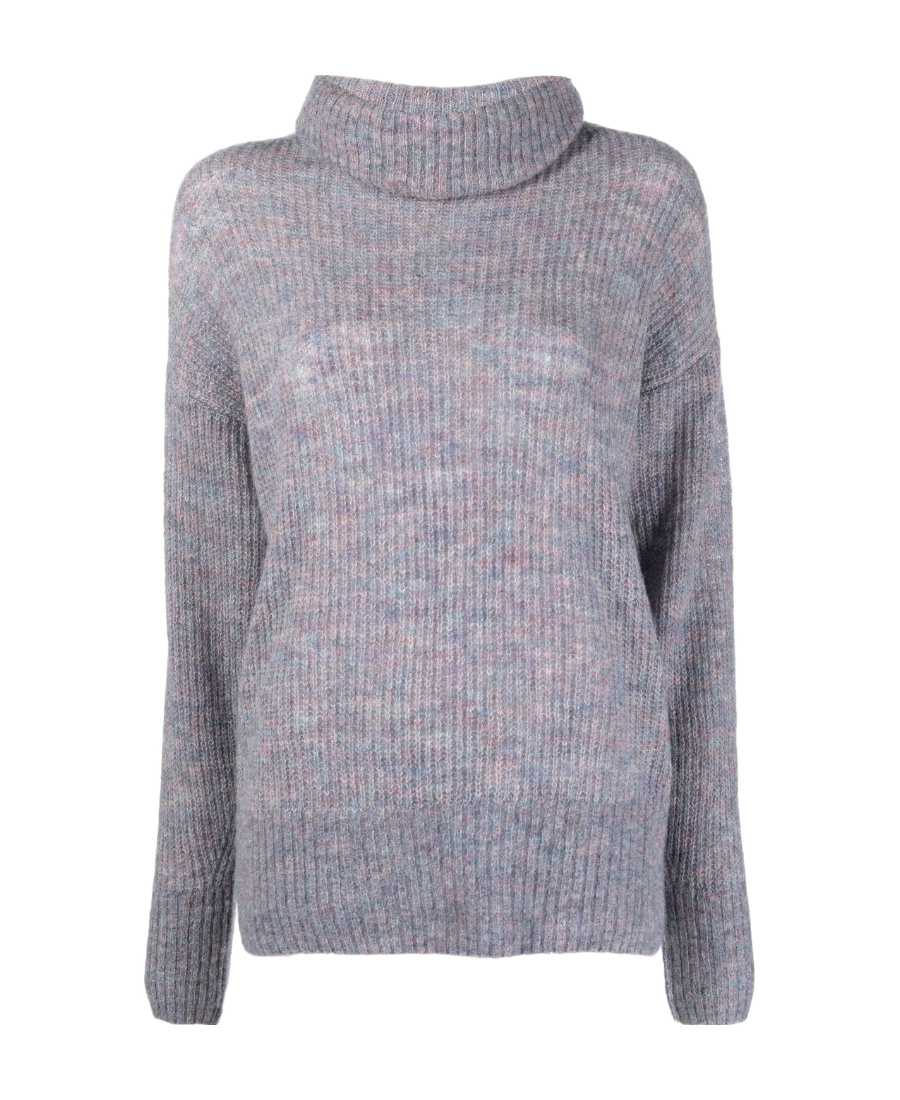 Iro Mélange Ribbed-knit Turtleneck Sweater In Gray