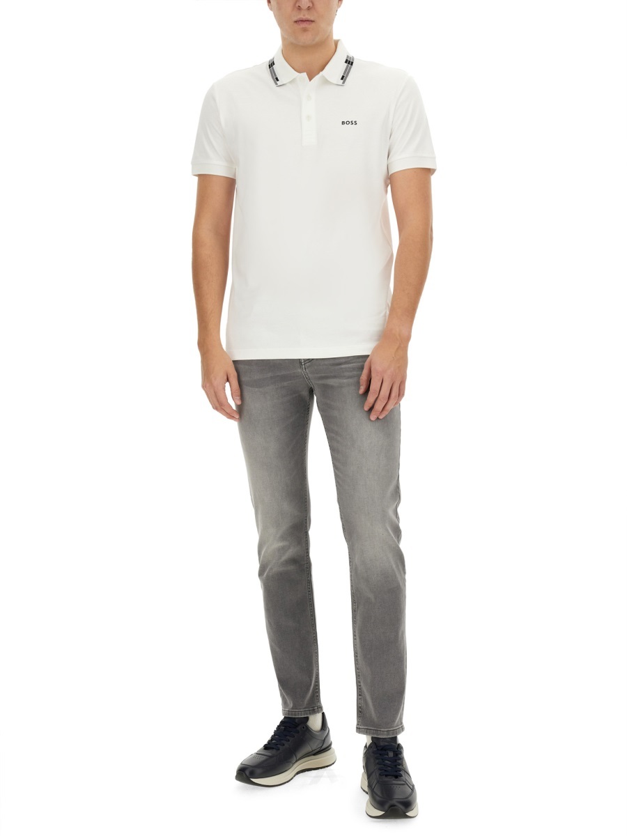 Hugo Boss Logo-print Polo Shirt In White