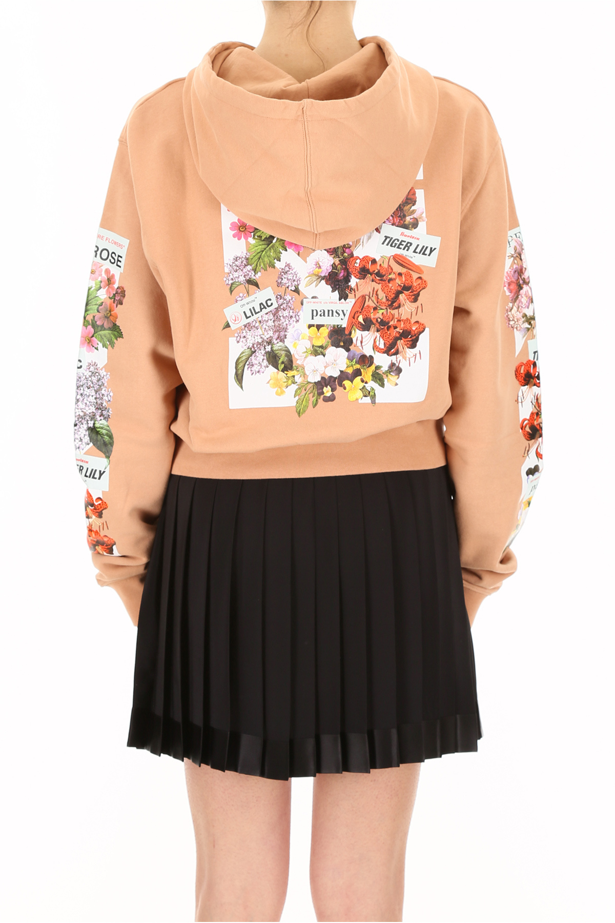 Off-white Floral Printed Hooded Sweater In Nude