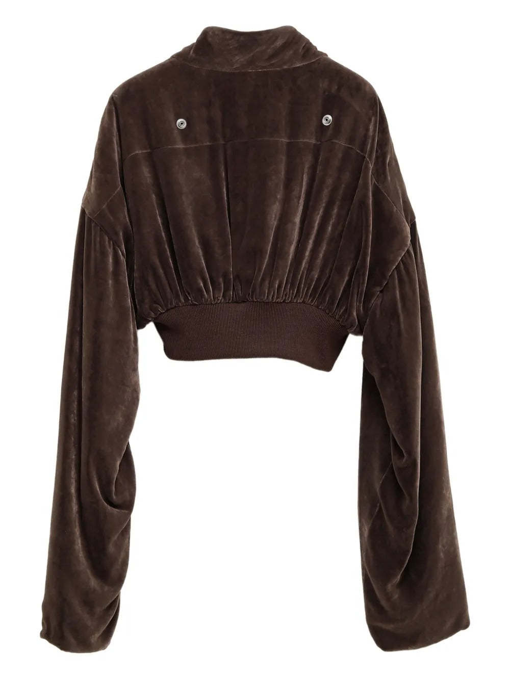 Rick Owens Velvet Zip-front Cropped Jacket In Brown