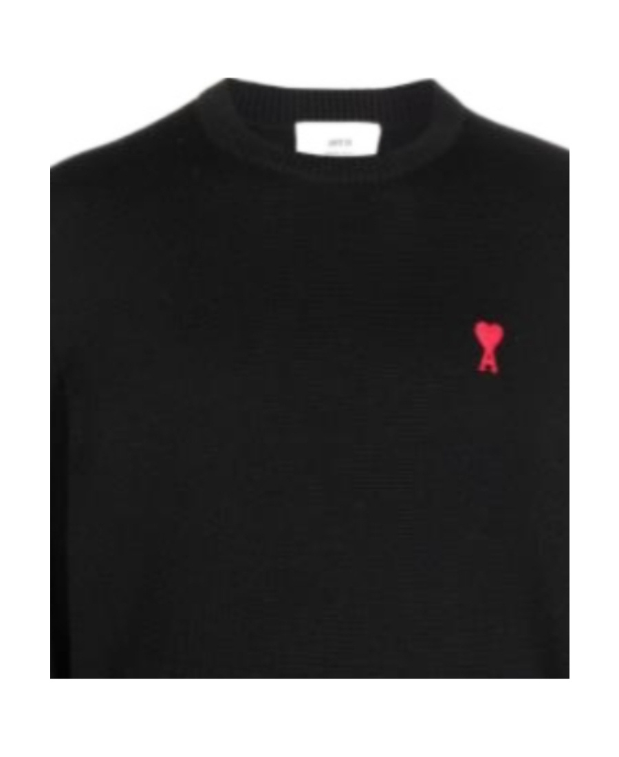 Ami Alexandre Mattiussi Ami Paris Ami De Coeur Wool Crewneck Sweater In Black