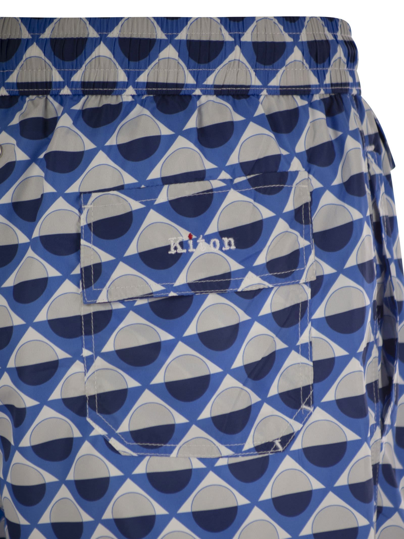 Kiton Patterned Beach Boxers In Blue