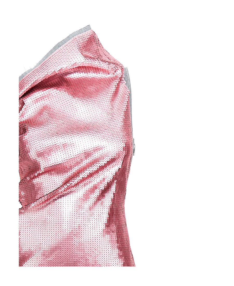 Rick Owens One-shoulder Draped Sequined Denim Gown In Pink