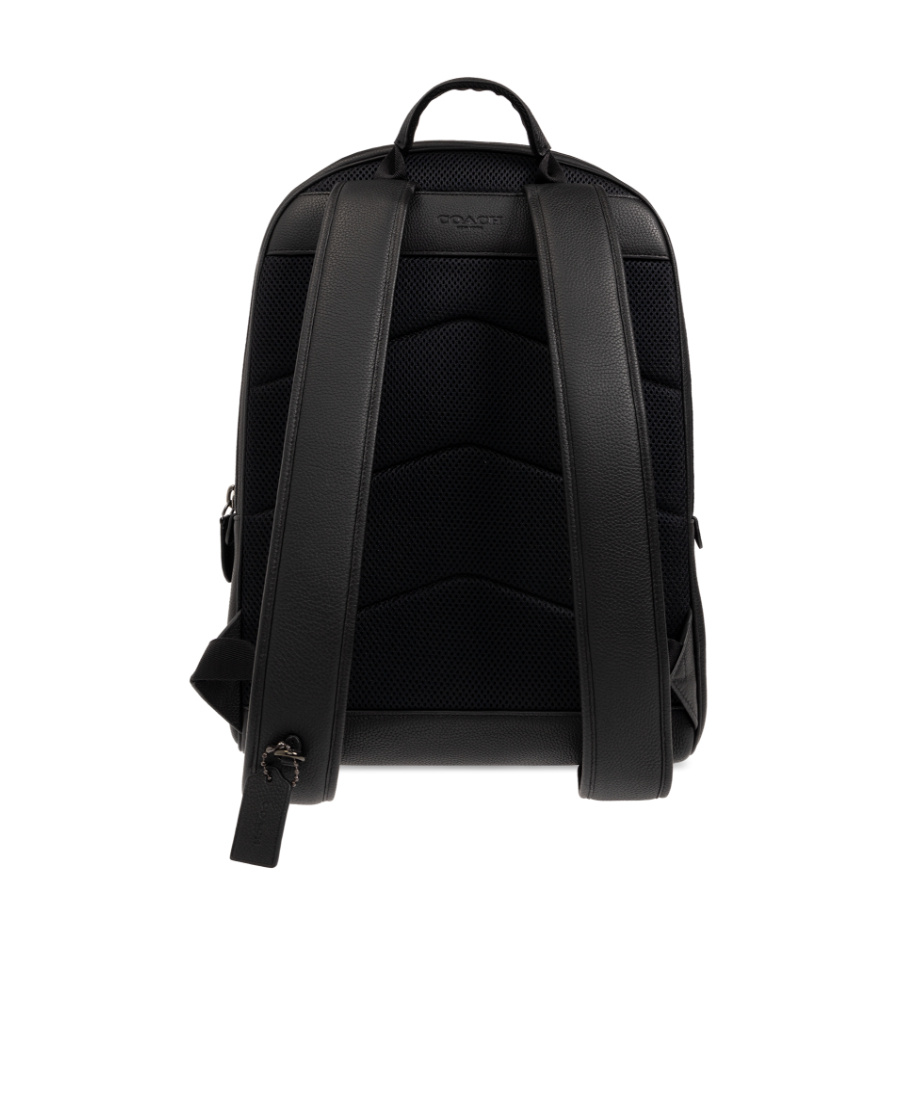 Coach Logo-plaque Leather Backpack In Black