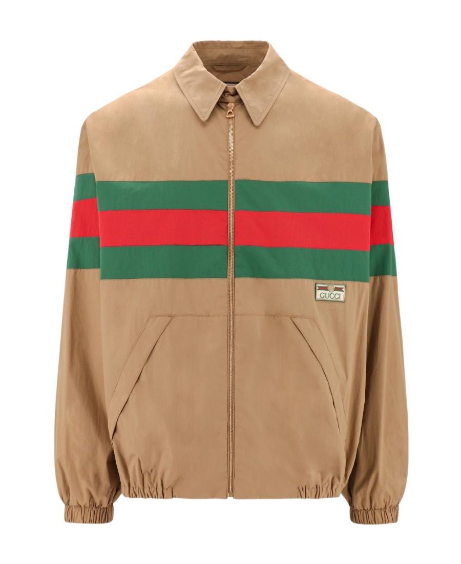 Gucci Web-stripe Shirt Jacket In Brown