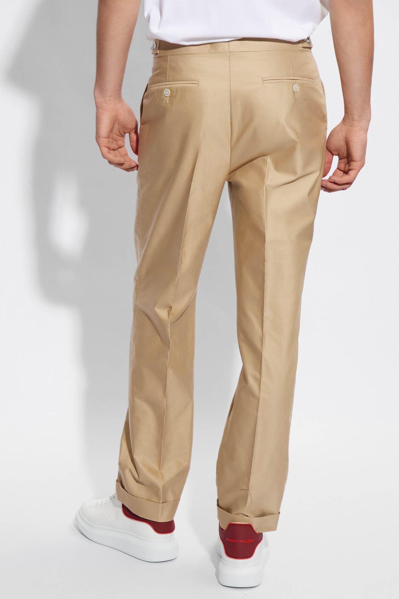 Alexander Mcqueen Mid-rise Straight-leg Trousers In Nude