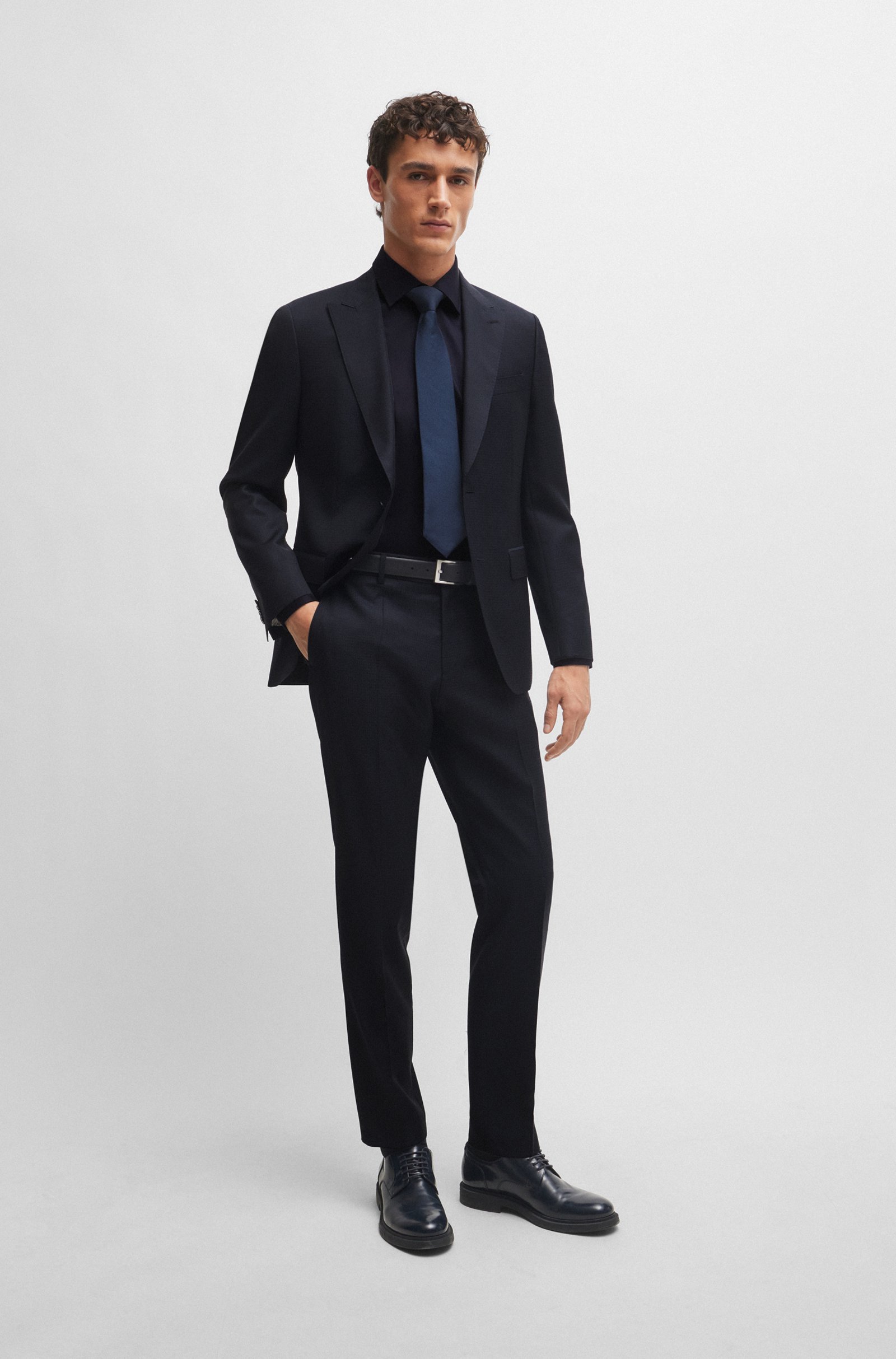 Hugo Boss Single-breasted Virgin Wool Suit In Black