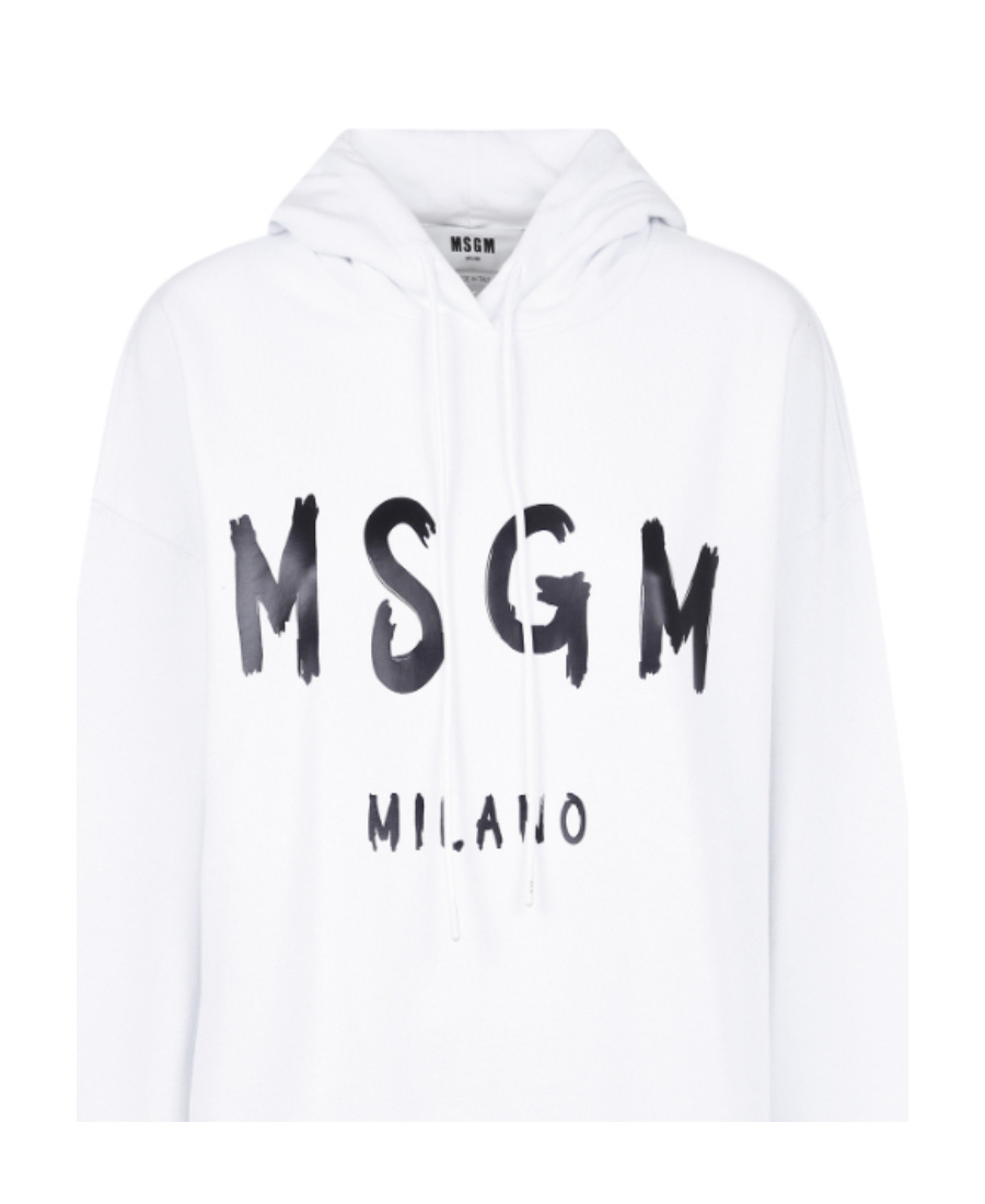 Msgm Logo-print Cotton Hoodie In Black