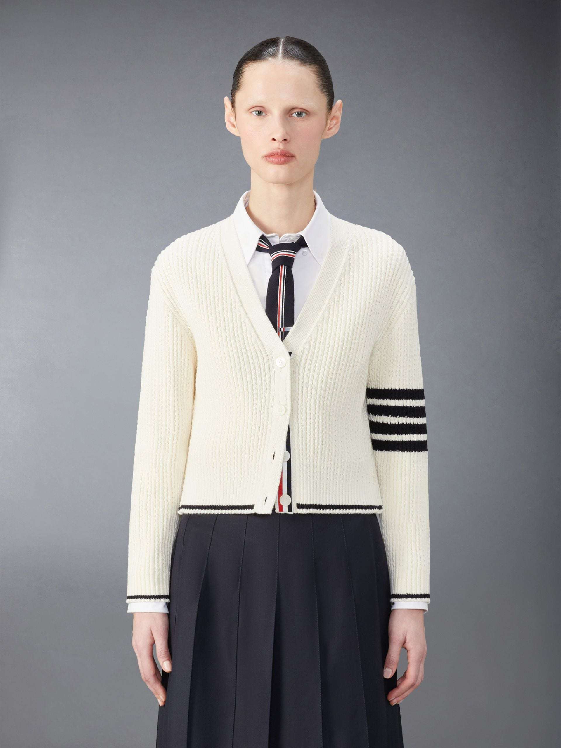 Thom Browne 4bar Cardigan In White