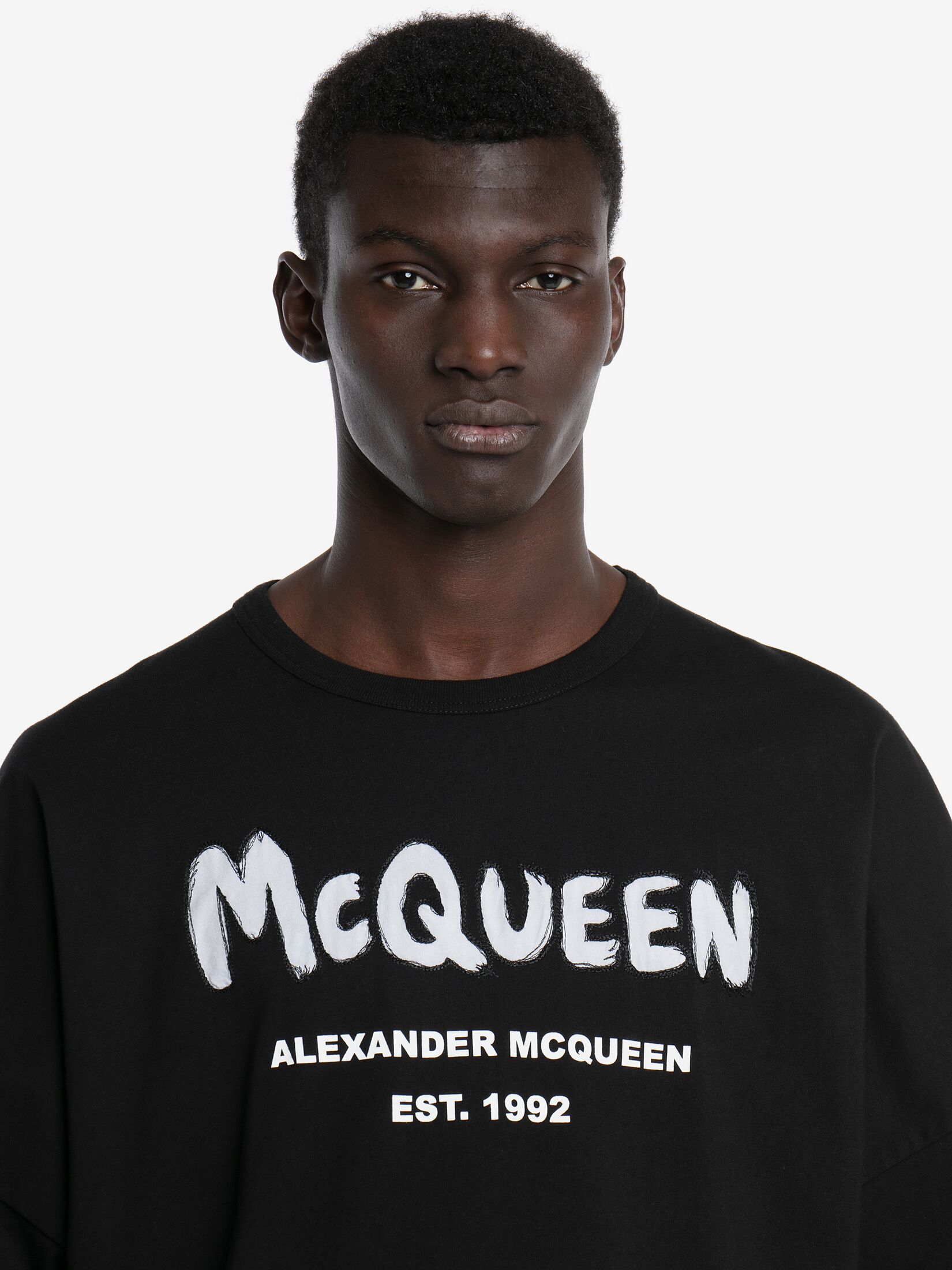 Alexander Mcqueen Graffiti Logo-print Cotton Sweatshirt In Black