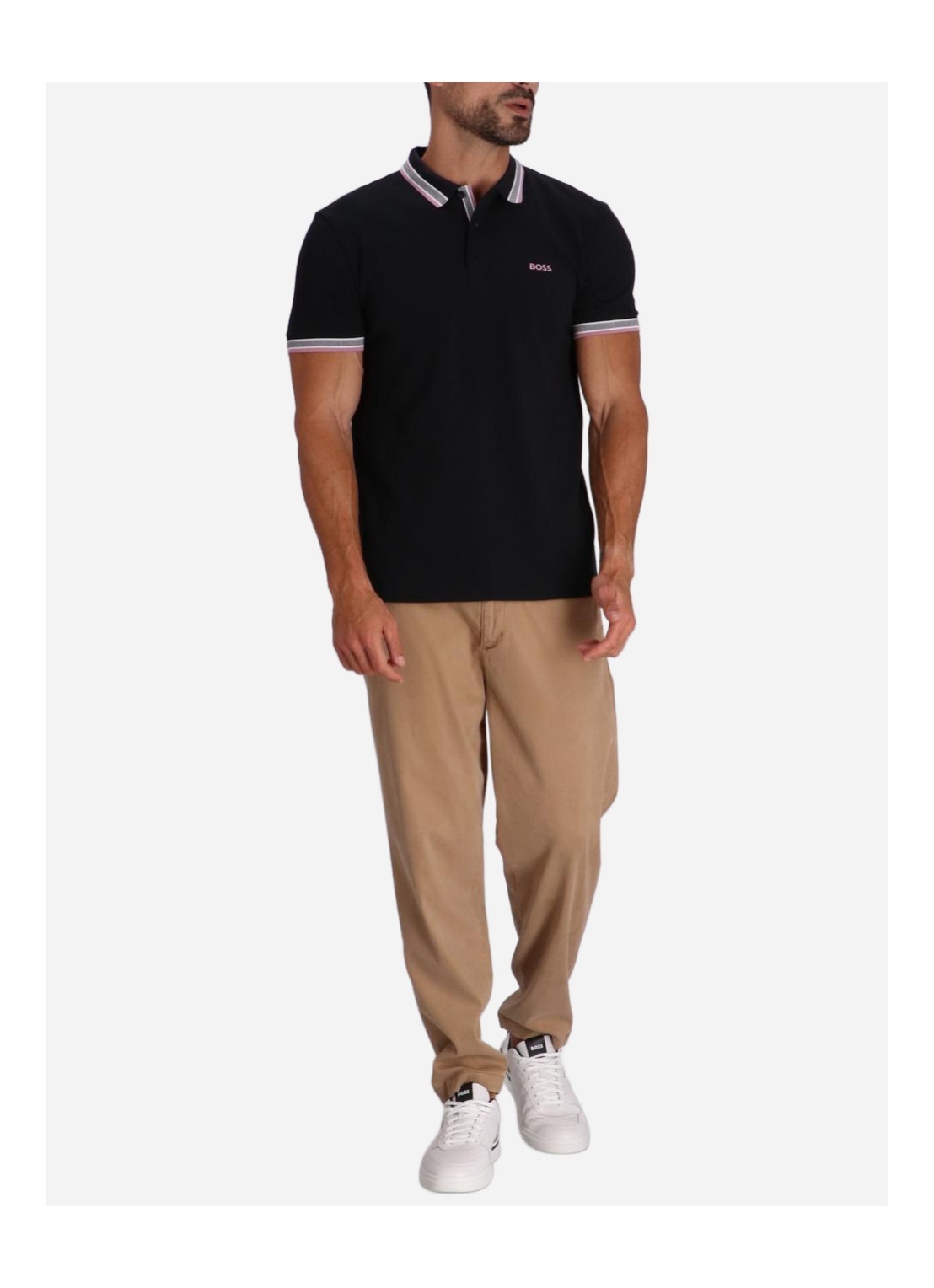 Hugo Boss Mens Paule Short Sleeve Pique Cotton Polo Shirt In Navy In Black