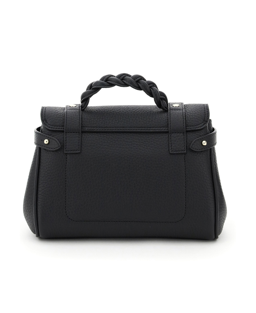 Mulberry Black Leather Mini Alexa Heavy Grain Top Handle Bag