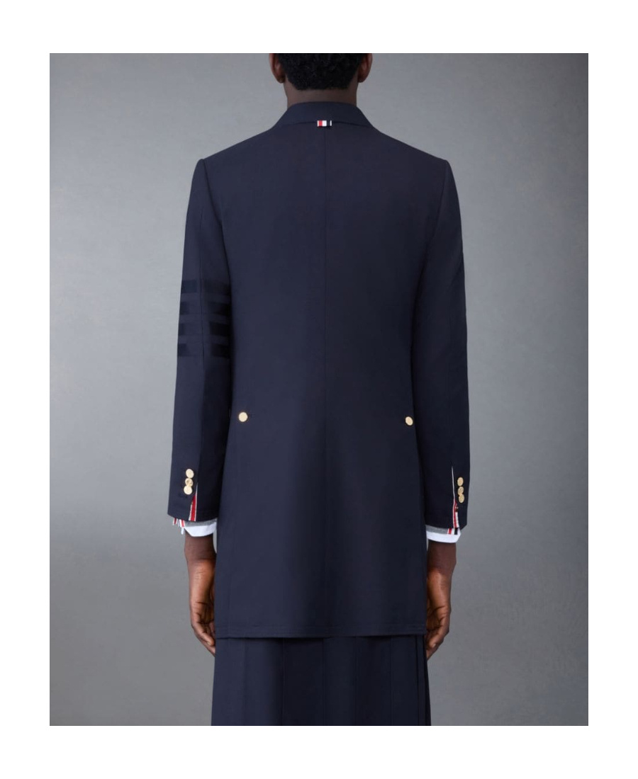 Thom Browne Stripe-detail Single-breasted Coat In Black