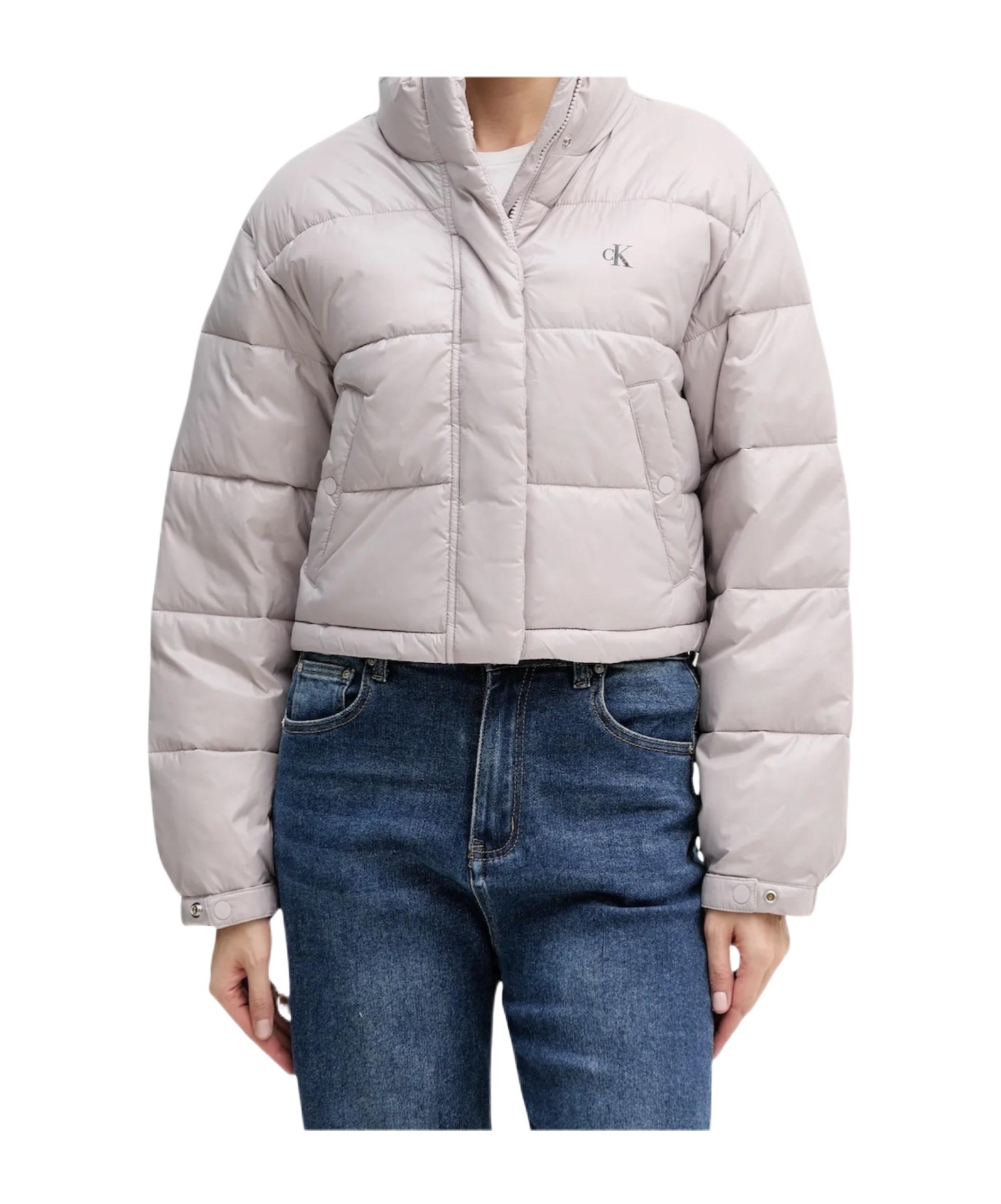 Calvin Klein Jeans Est.1978 Long-sleeved Cotton-padded Jacket In Gray