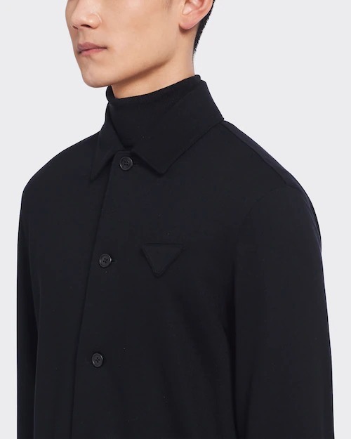 Prada Button-up Long-sleeve Shirt In Black