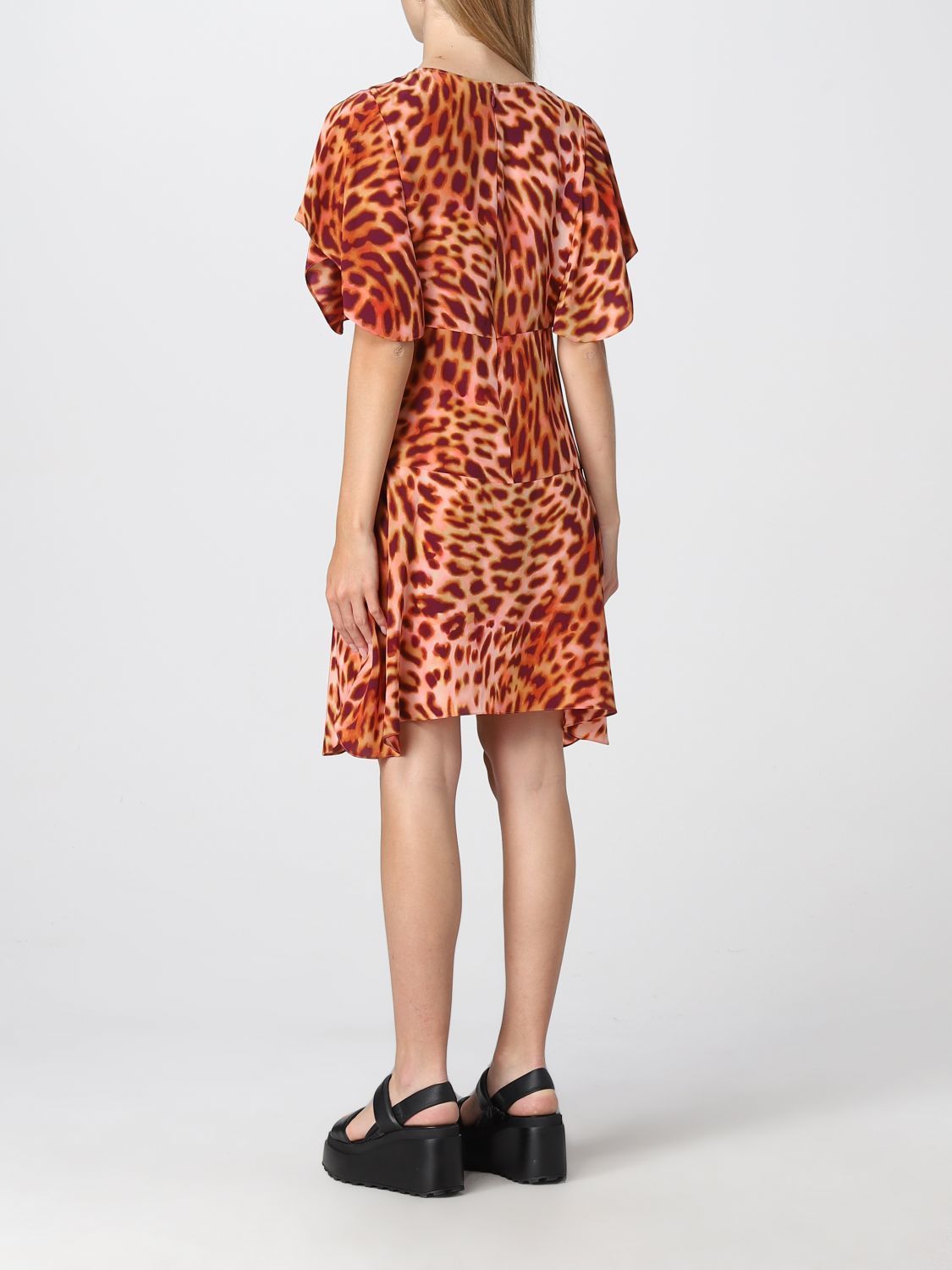 Stella Mccartney Leopard-print Silk Flounce Dress In Brown