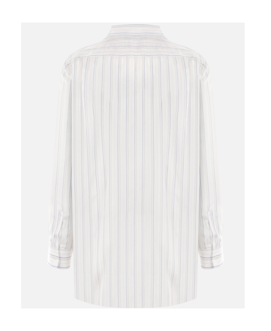 Comme Des Garçons Shirt Striped Long-sleeved Shirt In White