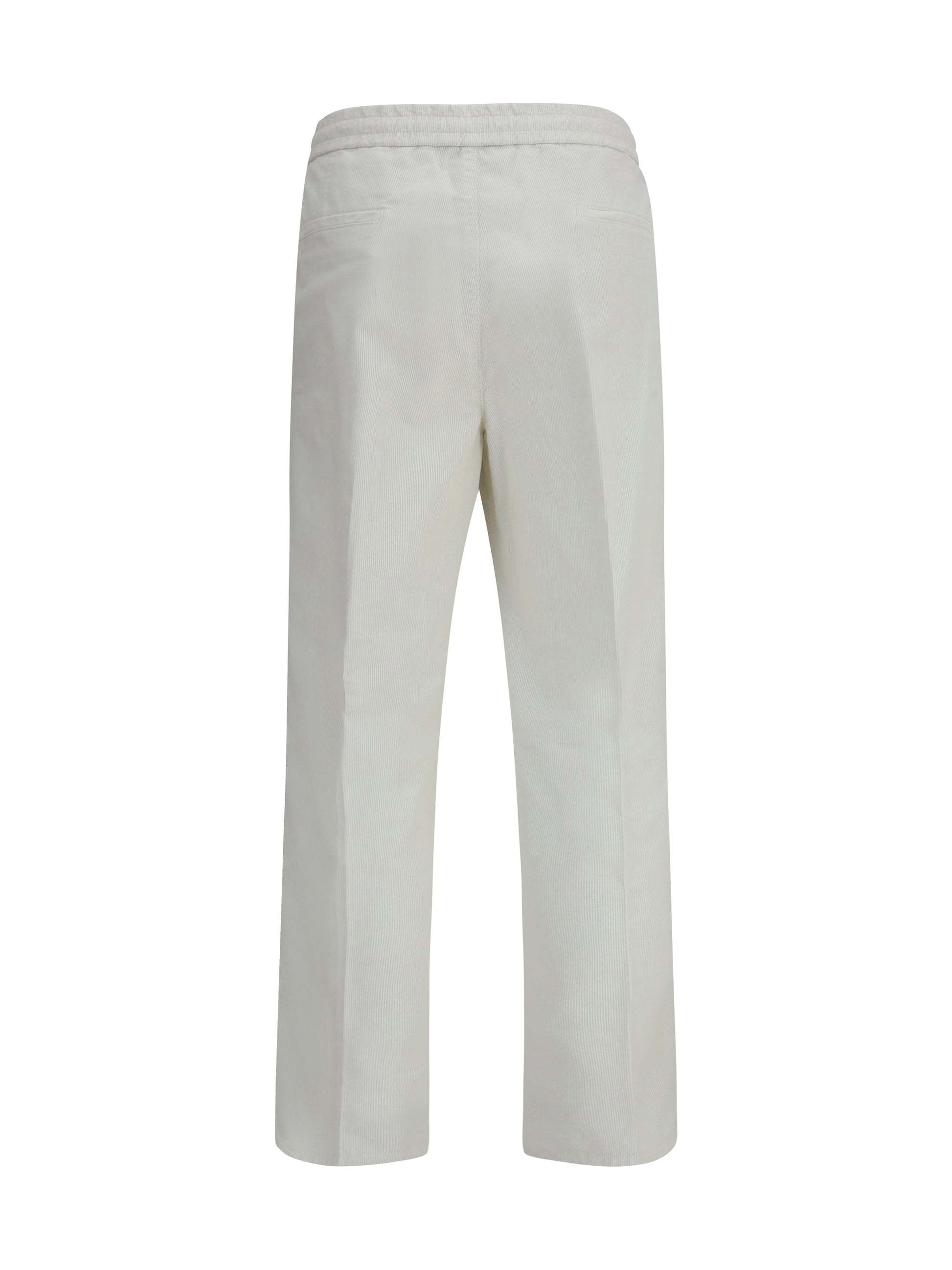 Brunello Cucinelli Men White Linen And Cotton Leisure Fit Trousers