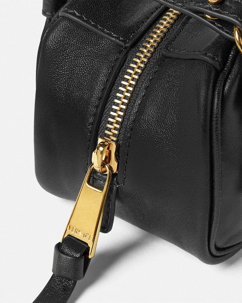 Versace Tag Bowling Shoulder Bag In Black