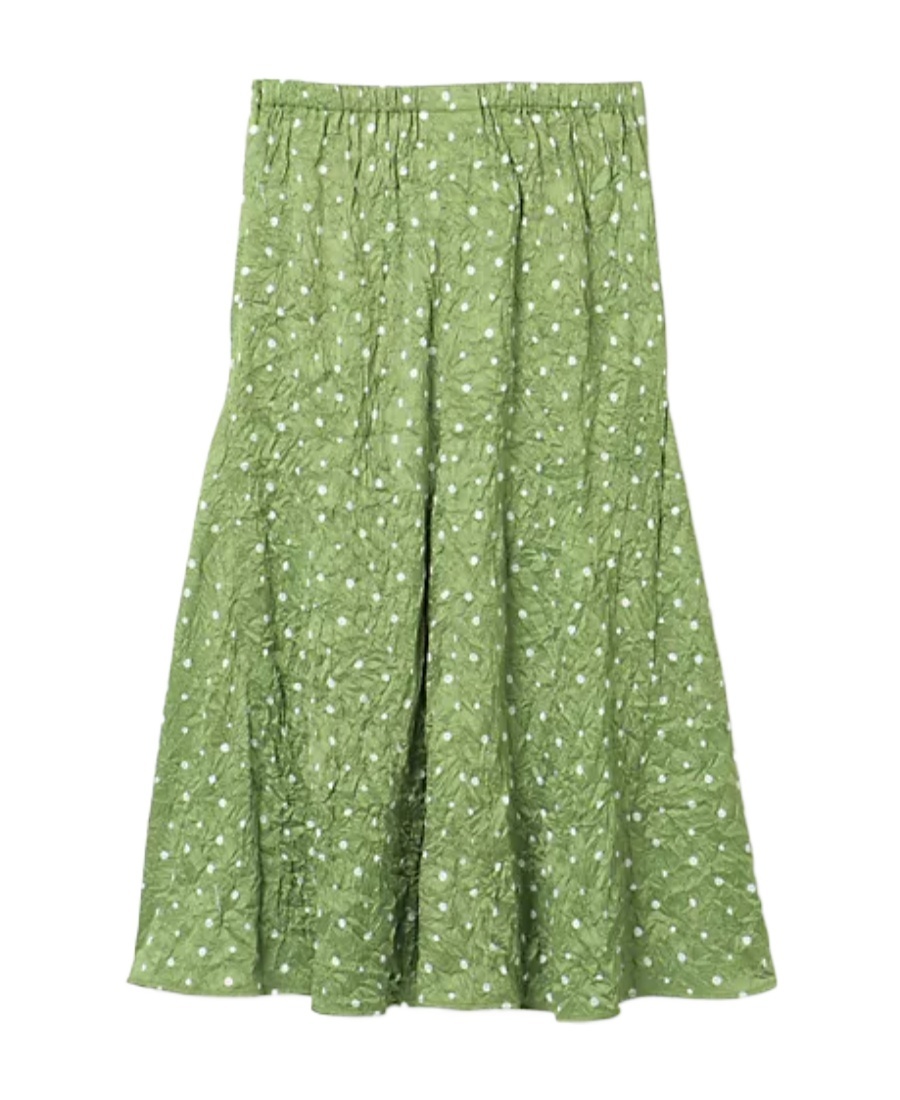 Ganni Green Polka Dot Midi Skirt In Green