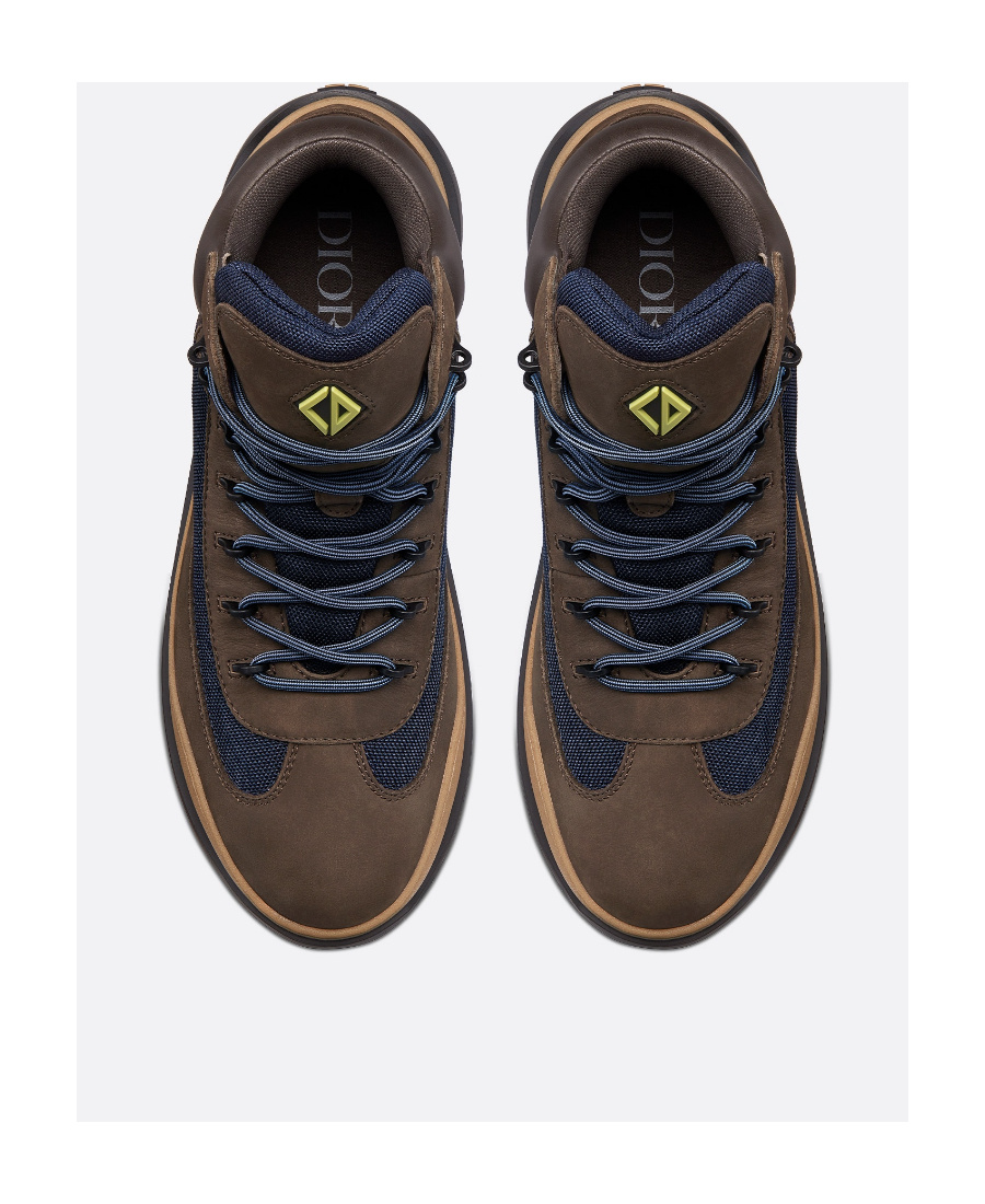 Dior Logo Round Head Lacing Splicing Boots In Green
