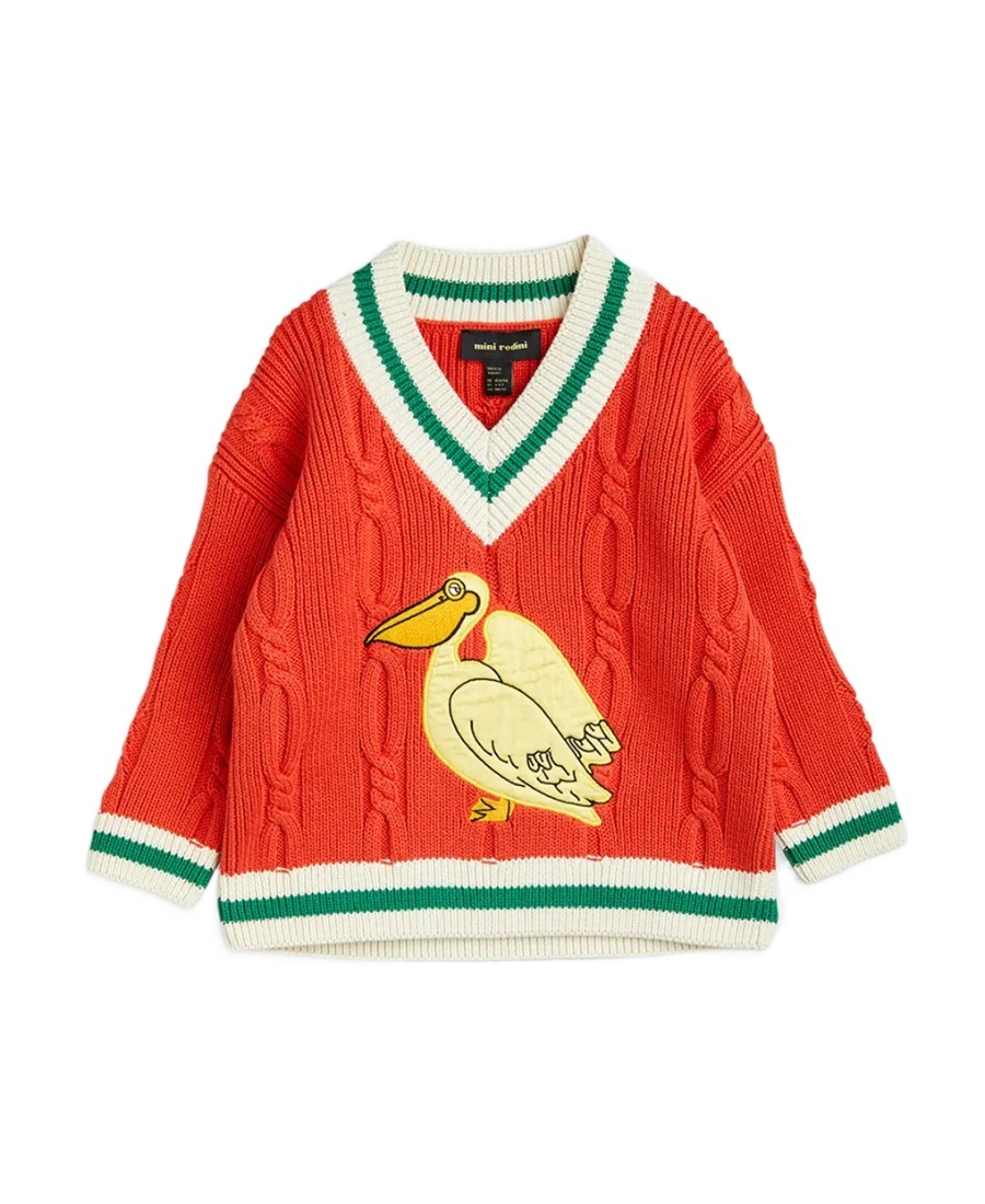 Shop Mini Rodini Pelican V-neck Jumper In Red