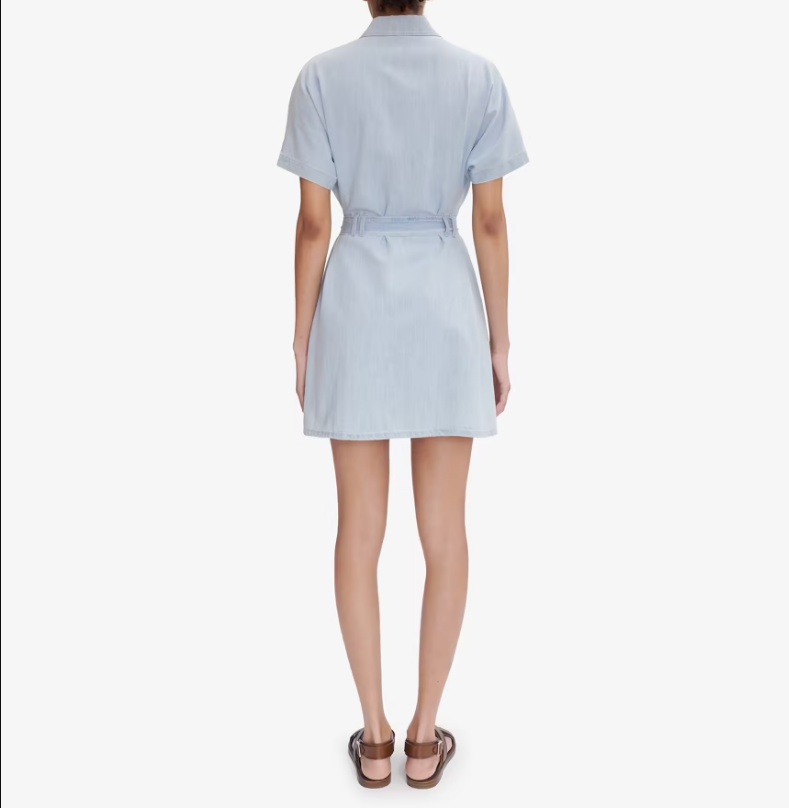 Apc Blue Suzanne Denim Minidress In Gray